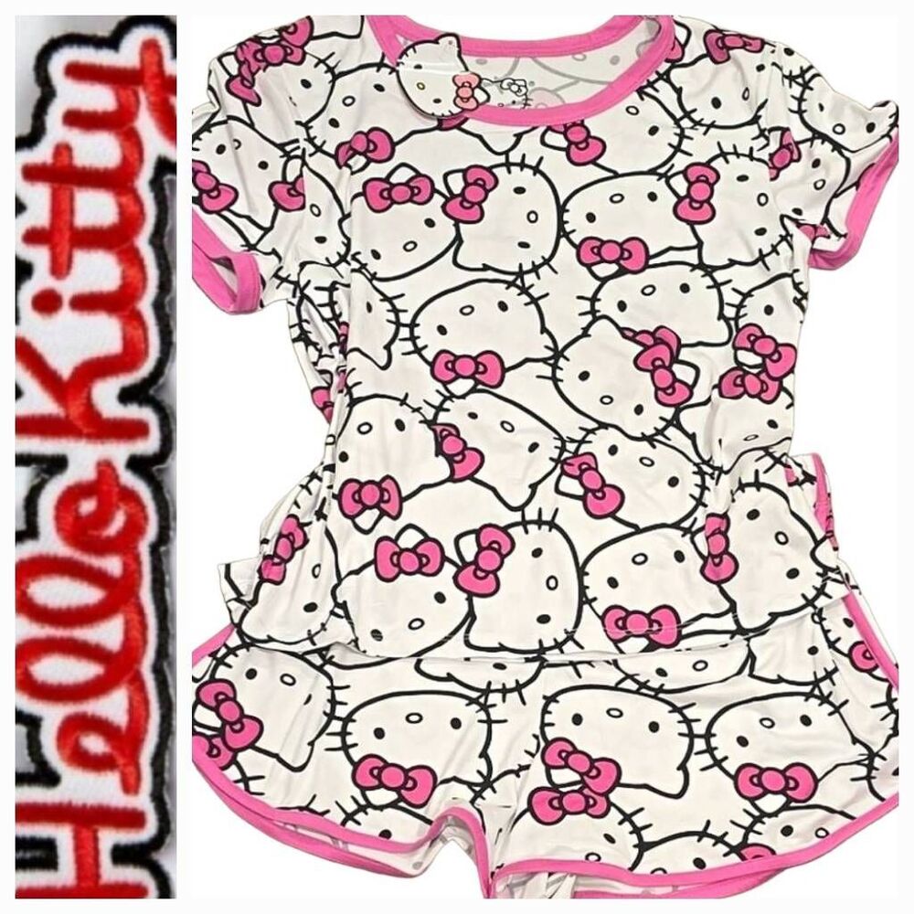 Hello‎ Kitty Logo Bow S/S T-shirt & Shorts PJ Set